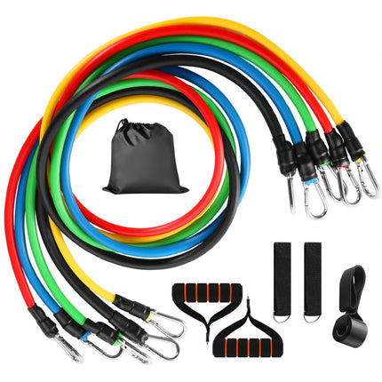 11-Piece Resistance Bands Set - Up to 100lbs - Fitness Workout Tubes with Door Anchor, Handles, and Ankle Straps - Multi