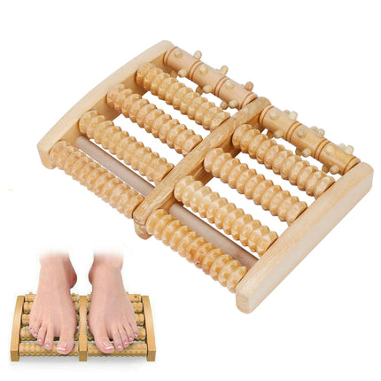 Dual Wooden Foot Roller - Stress Relief & Acupressure Massage for Foot, Leg, and Back - Wood