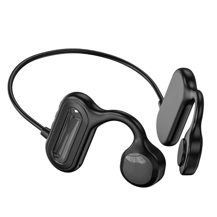 Wireless Bone Conduction Headphones - Open Ear Sports Headset w/ Mic, IPX5 Sweatproof, MMC Card Support, V5.1 - Black
